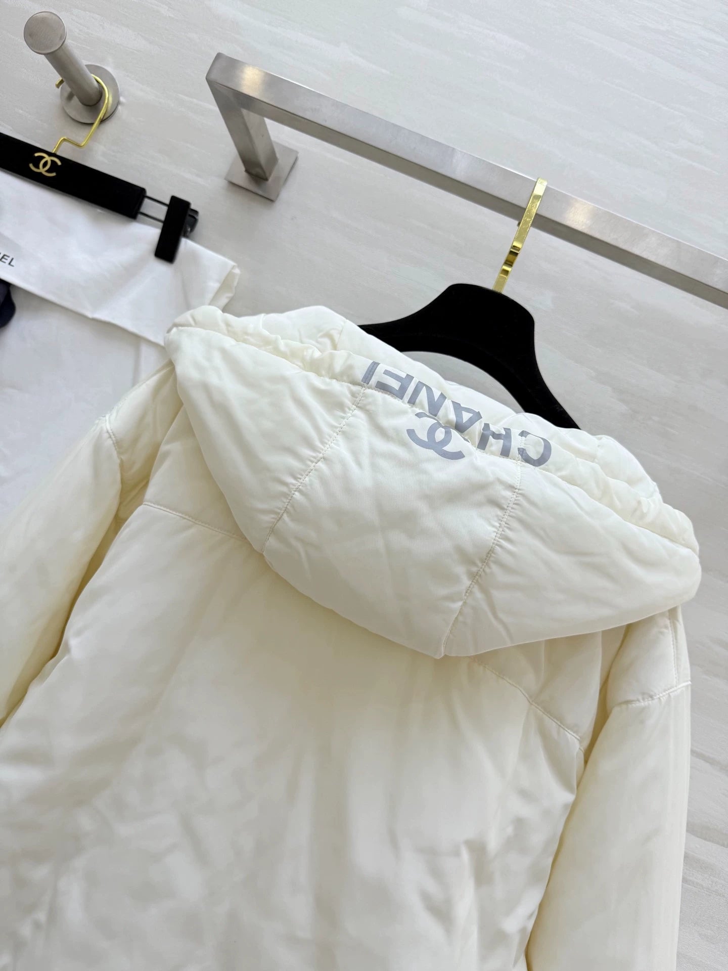 Hooded drawstring down cotton jacket