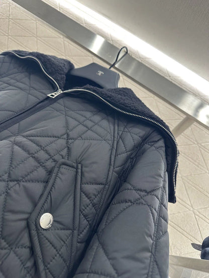 25fw Lamb wool lined diamond grid jacket