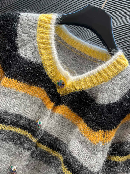 Striped mohair cardigan