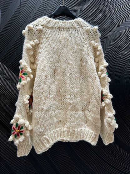 3D floral cardigan