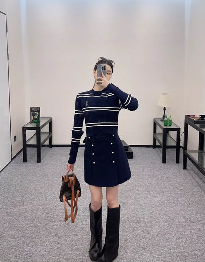 25fw Striped knitted top