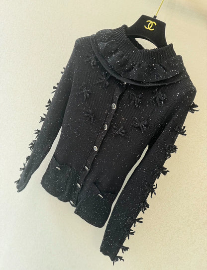 Bow knit cardigan