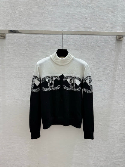 Color blocked knitted pullover sweater