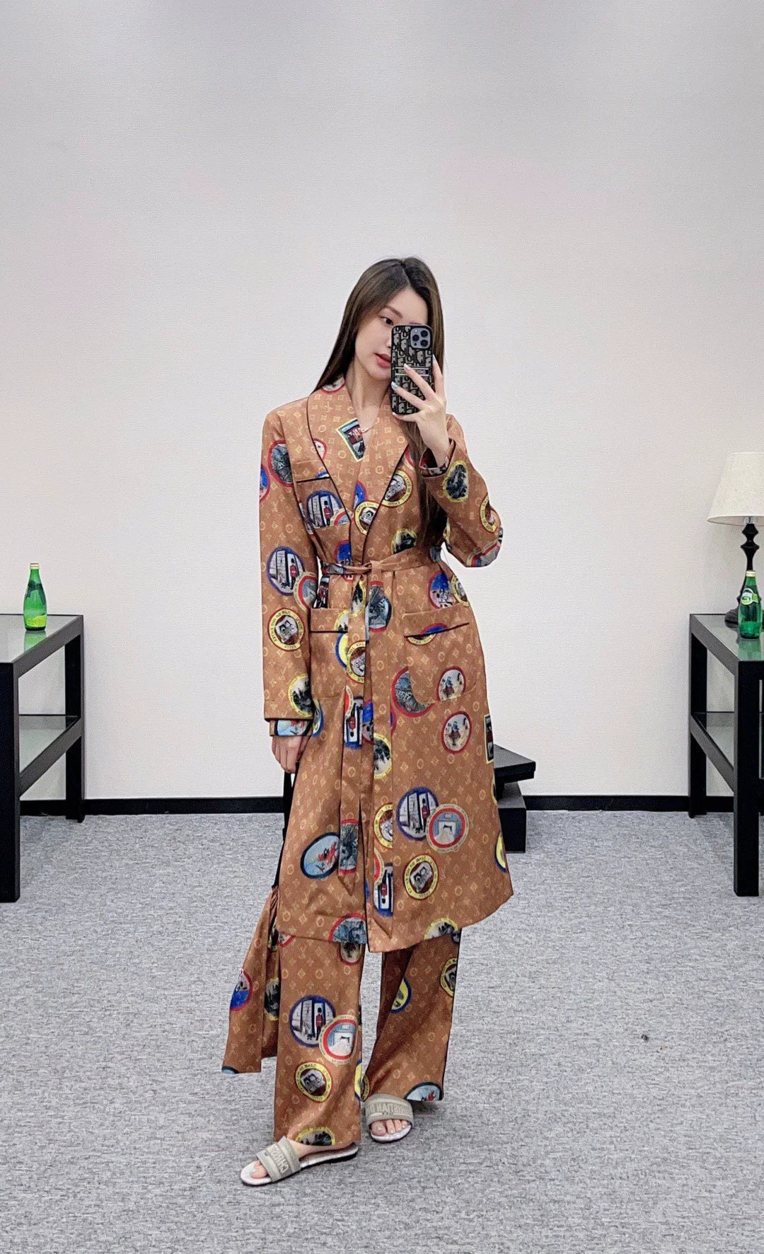 25fw Full printed long nightgown