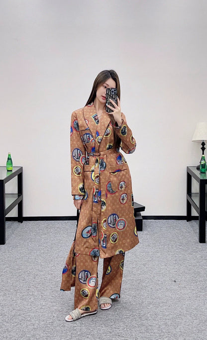 25fw Full printed long nightgown
