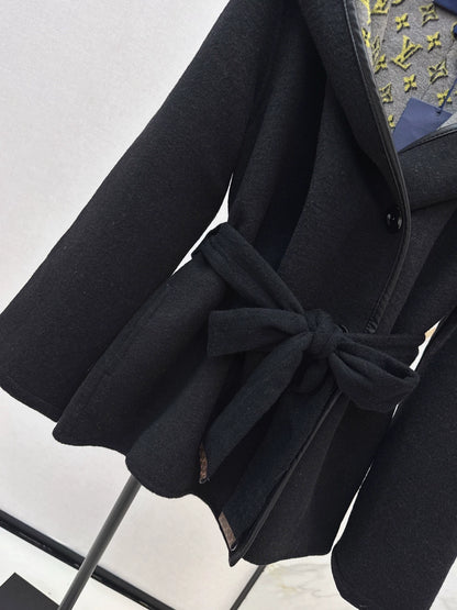 Double sided wearable classic short hooded coat