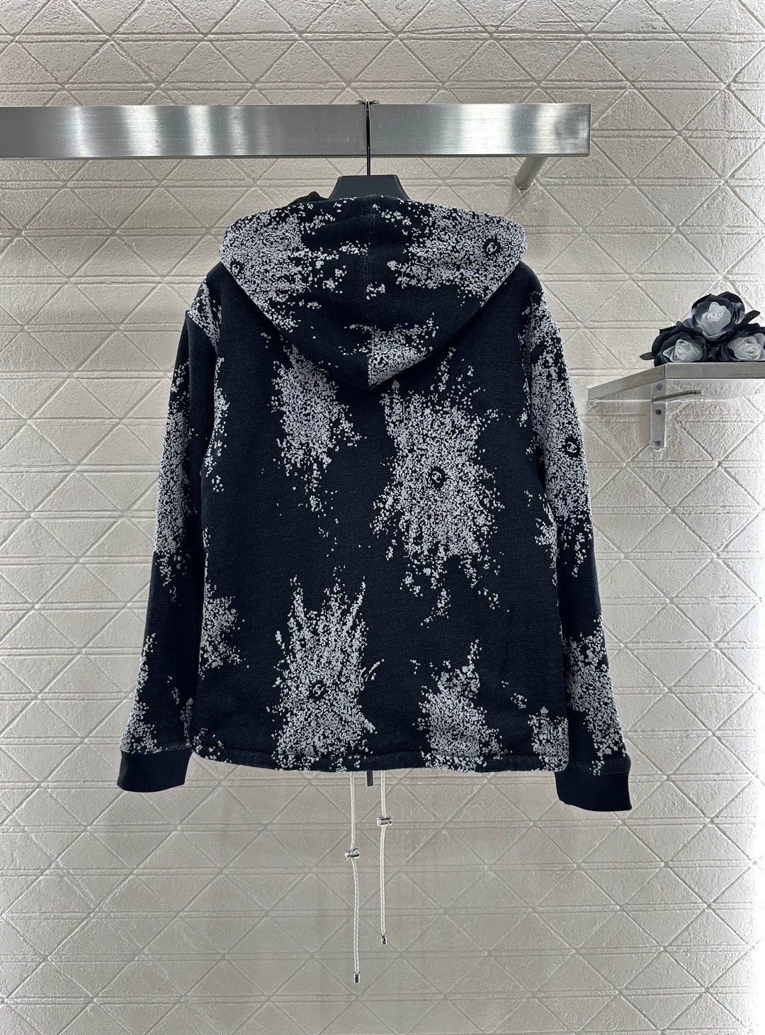 25fw Hooded hook flower and velvet jacket