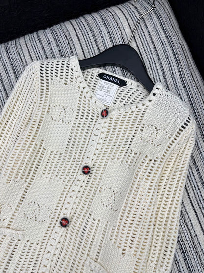 25fw Double C hook flower round neck jacket