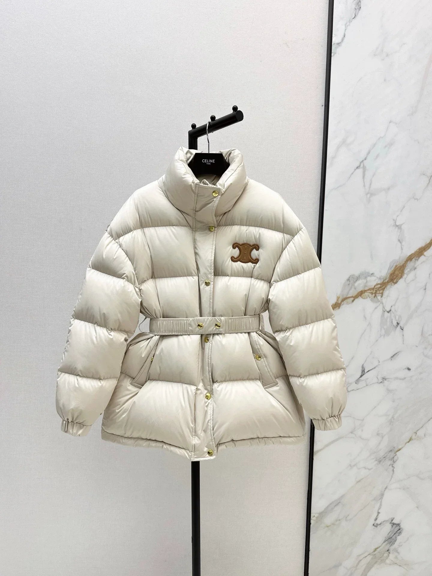 25fw Stand collar waisted down jacket