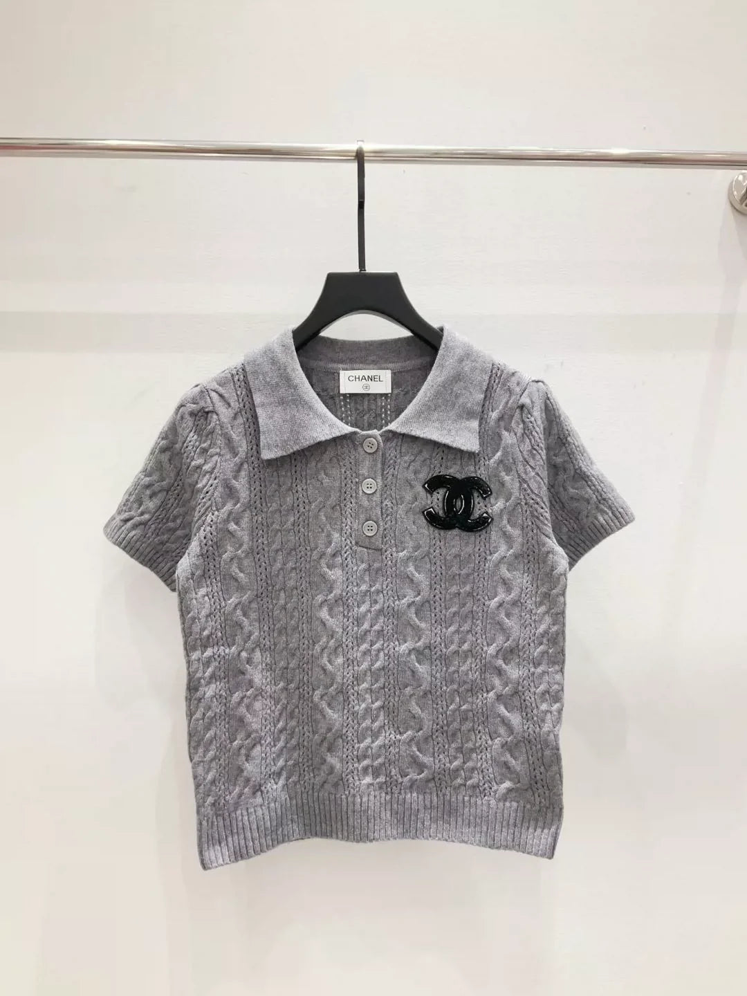 25fw Collar knit short sleeved shirt