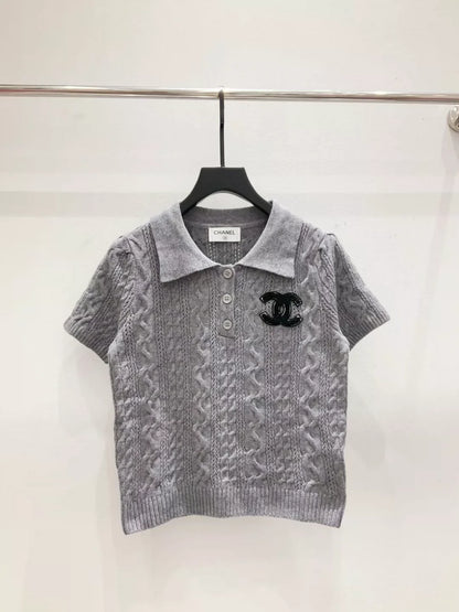 25fw Collar knit short sleeved shirt