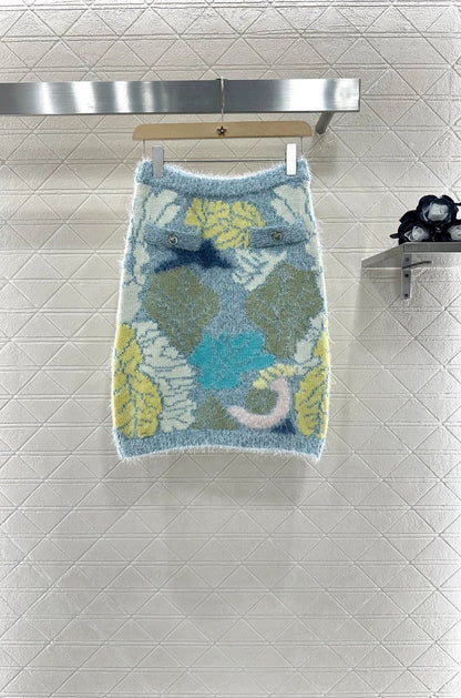 25fw Seahorse fur cardigan and skirt set