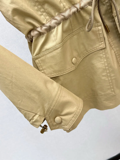 25fw Collar drawstring trench coat jacket