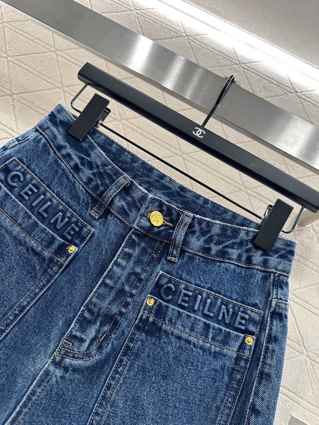 25fw Wide leg denim straight leg pants