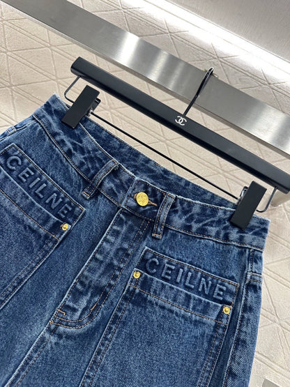 25fw Wide leg denim straight leg pants