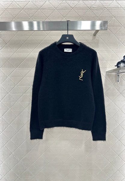 25fw Brooch letter knitted sweater