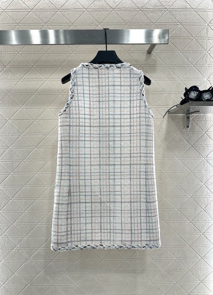 25fw Woven dress with tied edges, vest skirt