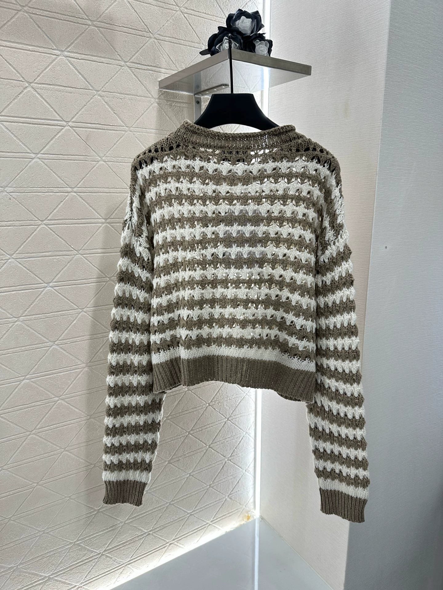 25 Striped Letter Knit Sweater