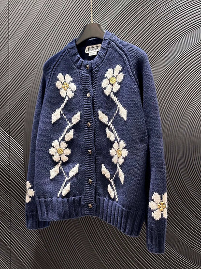 25fw Vintage flower knitted cardigan (vintage series)