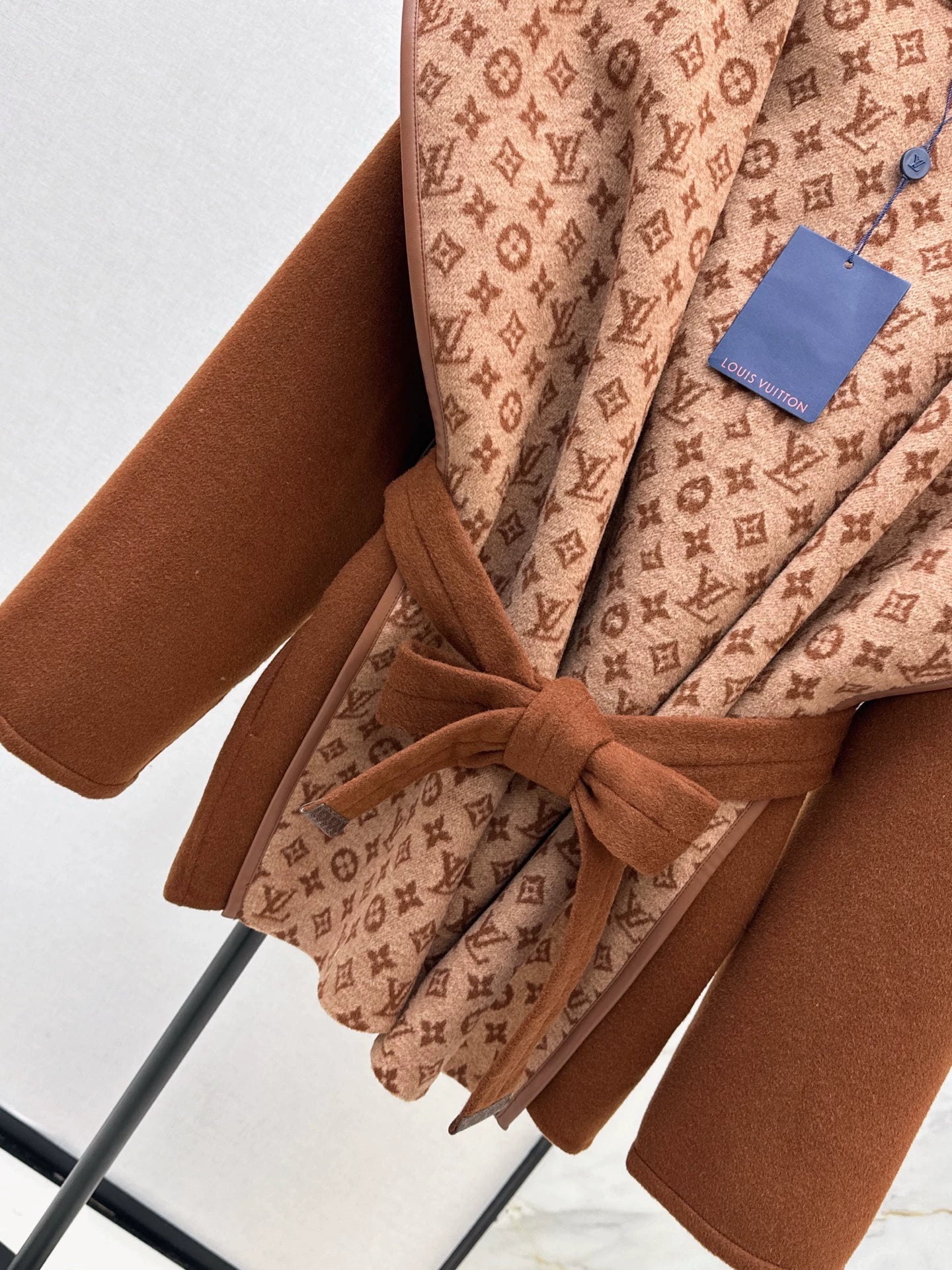 Double sided wearable classic wrap style short hooded jacket