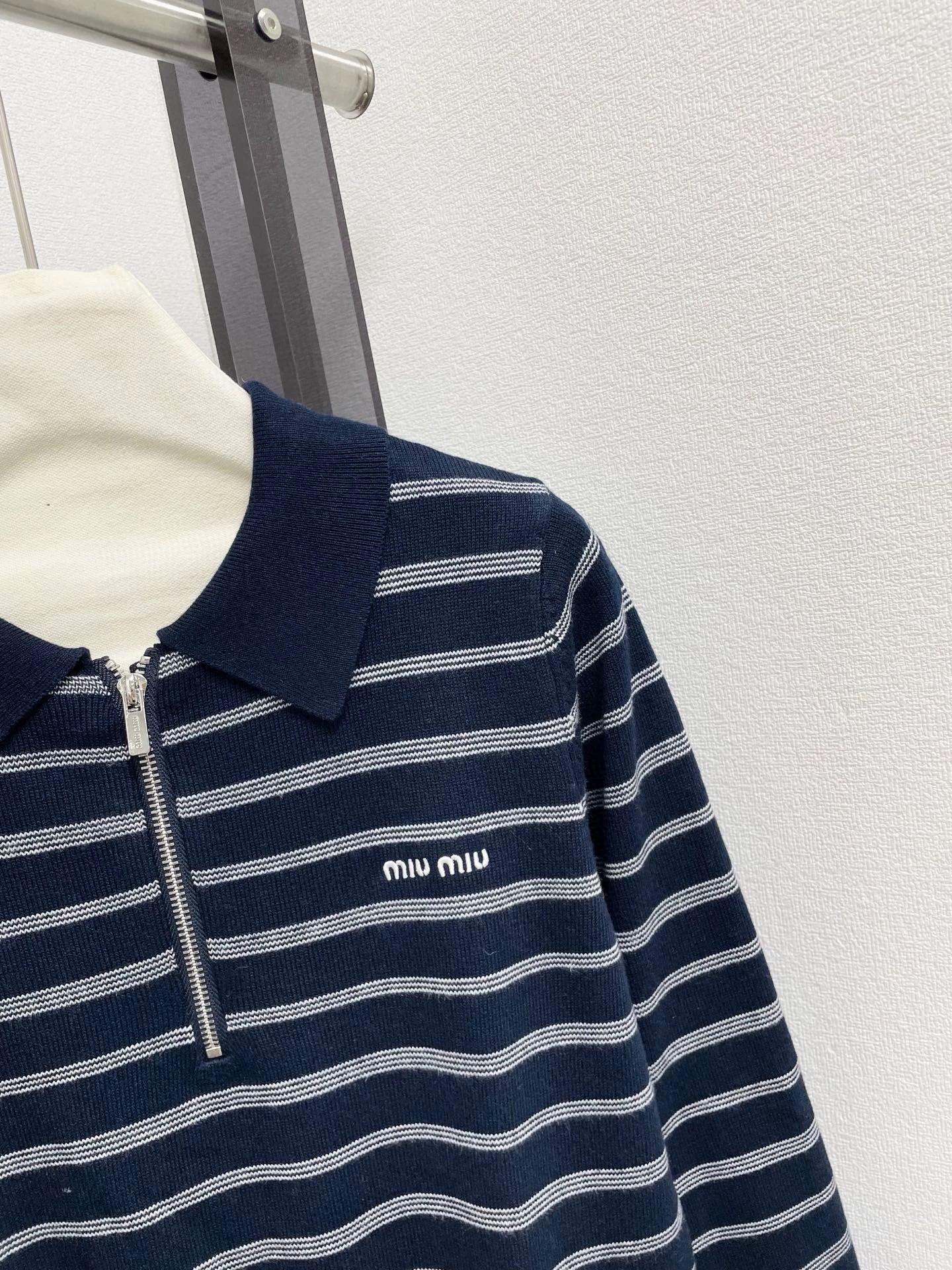 25fw Striped lapel knit sweater