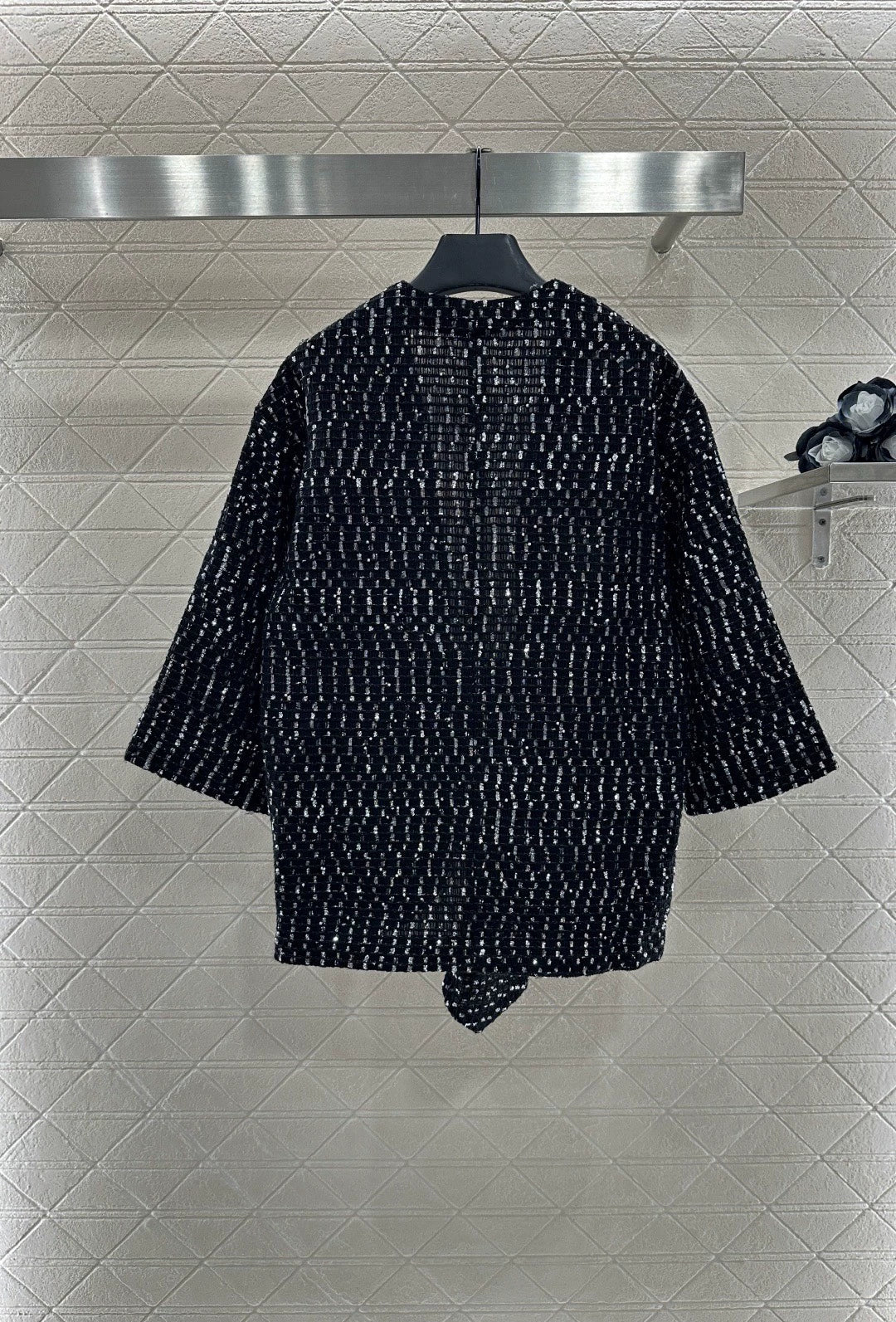 25fw Bead plaid open top jacket