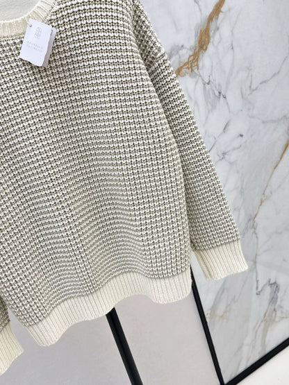 25fw Hand hook hollow ball round neck sweater