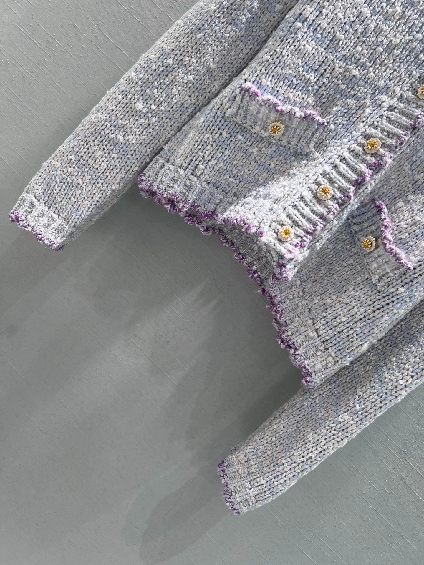 Peter Pan collar wool knit cardigan