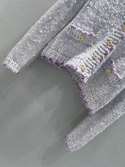 Peter Pan collar wool knit cardigan