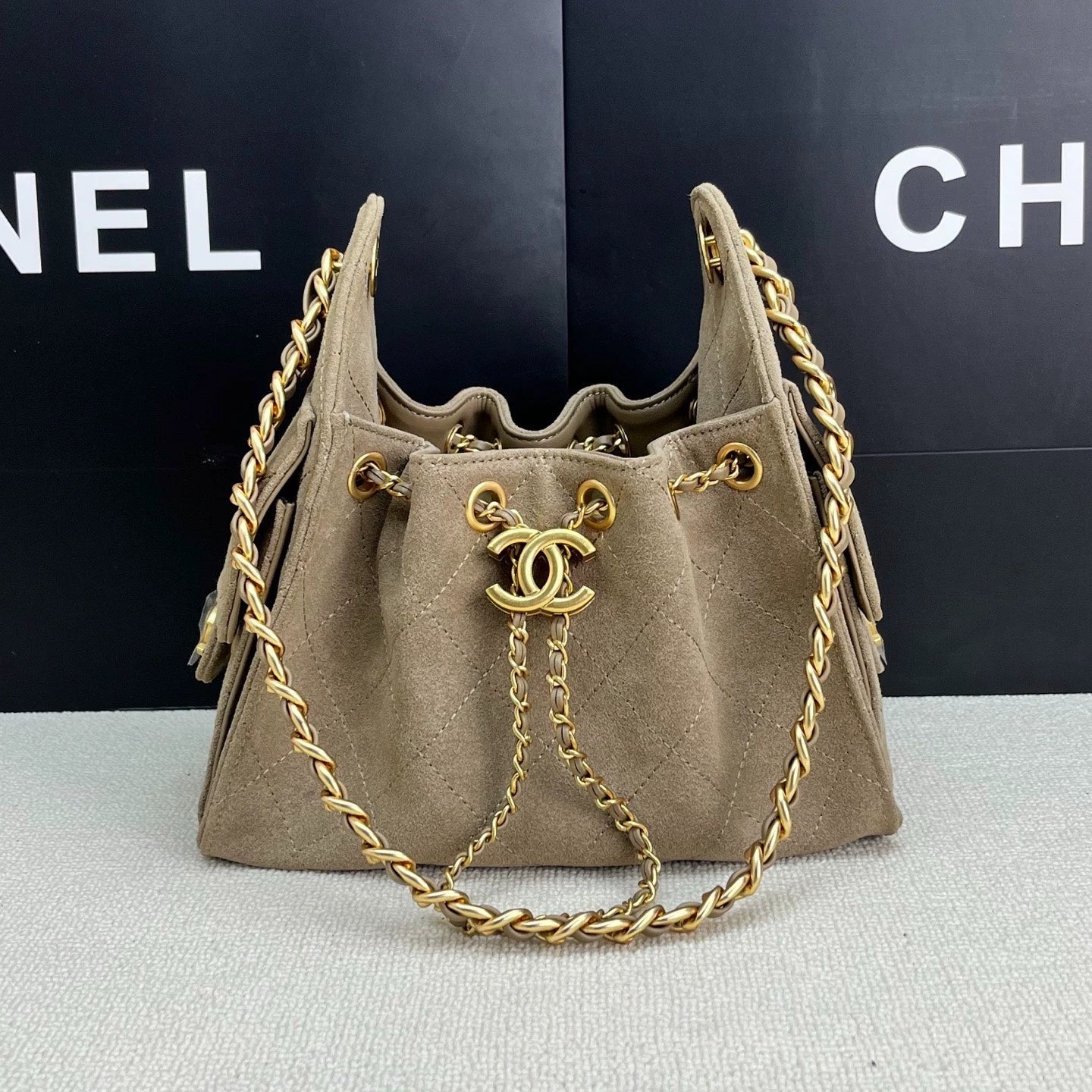 25C suede hippie bag (grey）