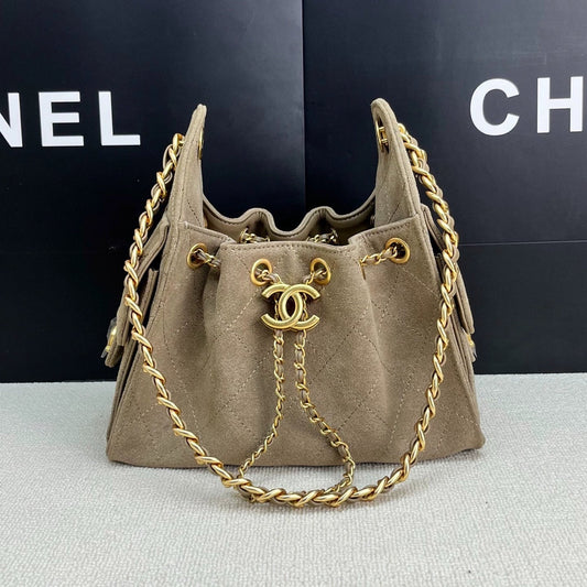 25C suede hippie bag (grey）