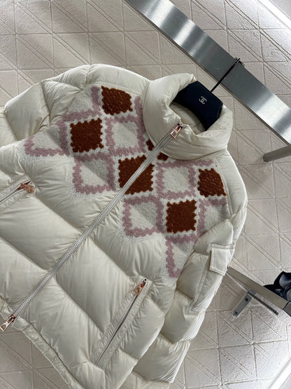 25fw Lingge embroidered spliced down jacket