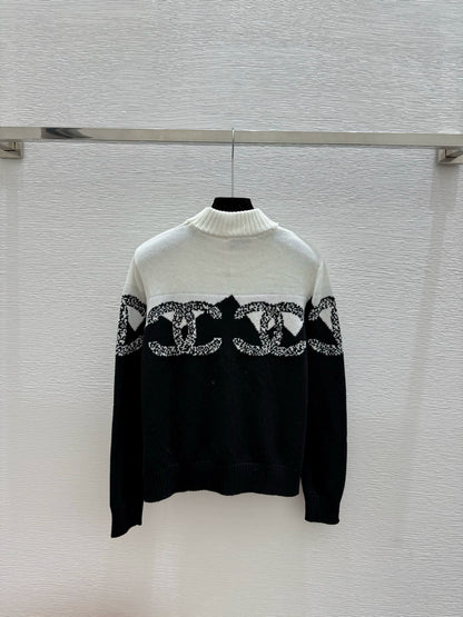 Color blocked knitted pullover sweater