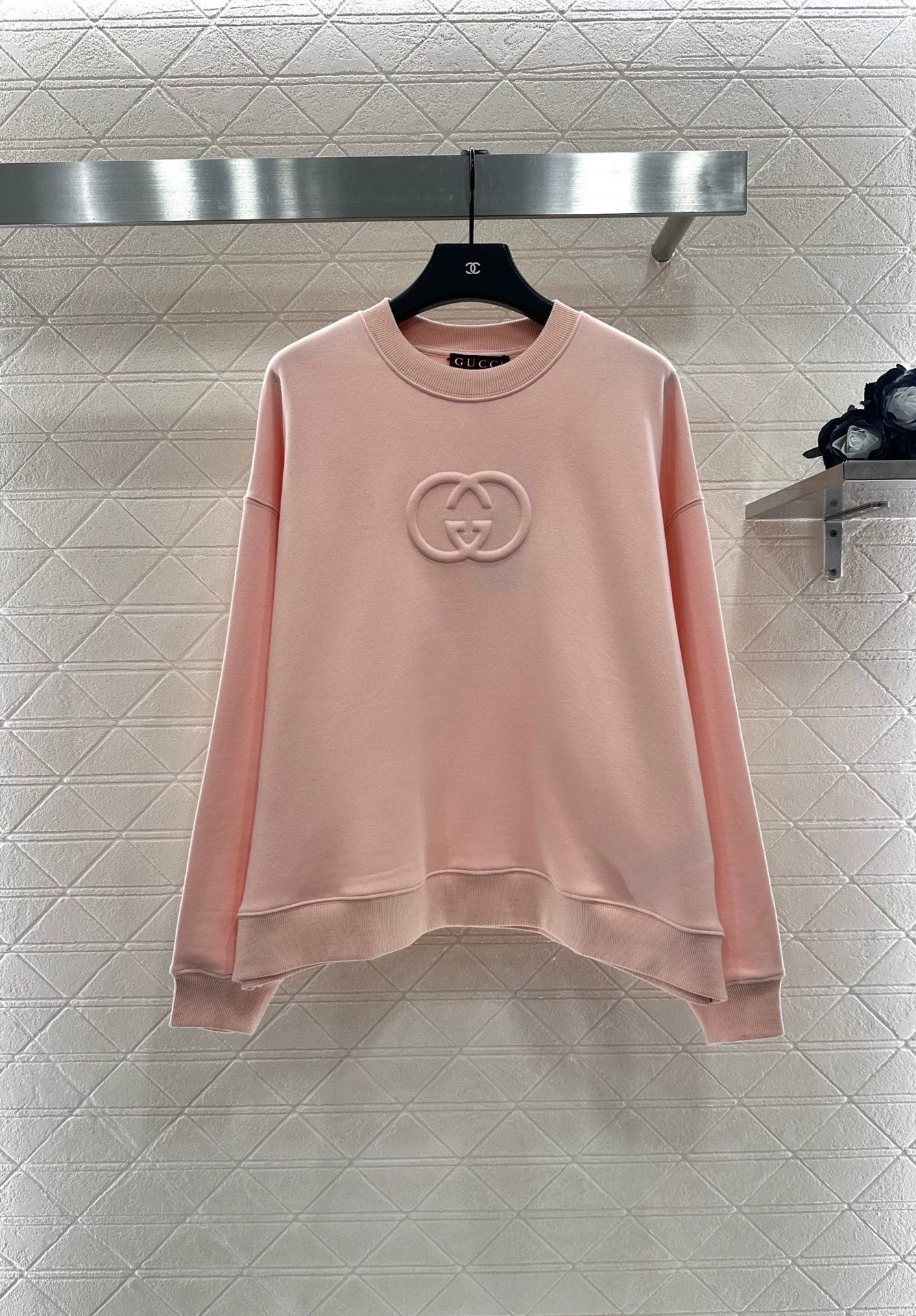 25fw Round neck three-dimensional logo hoodie