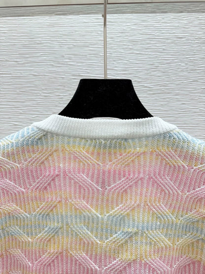 25fw Rainbow striped knitted cardigan