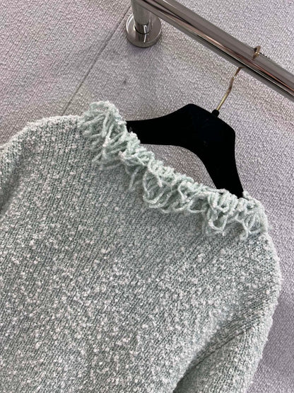 25fw Tassel collar dopamine knit cardigan