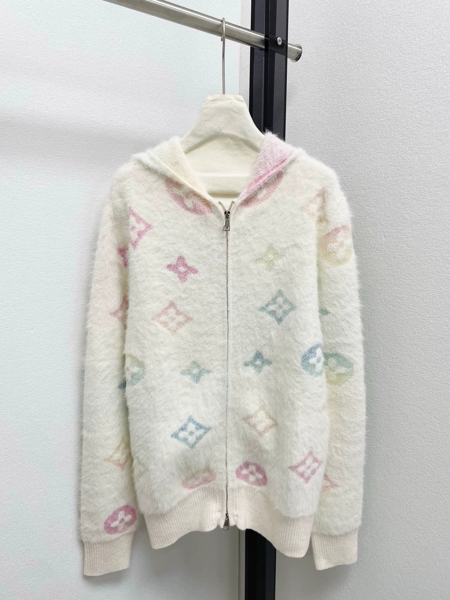 25fw Old flower hooded zipper cardigan