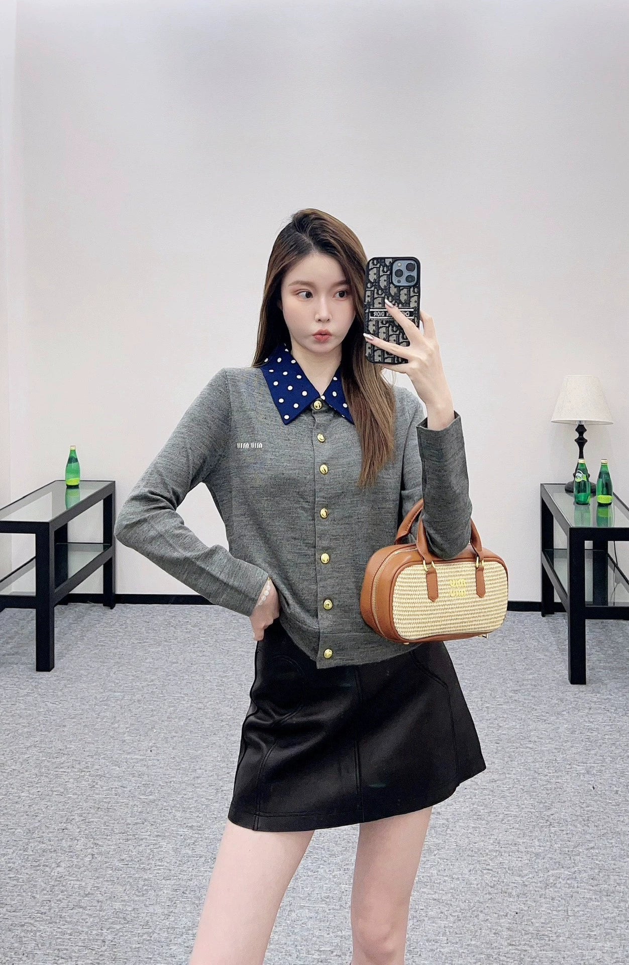 25fw Polka dot knitted cardigan