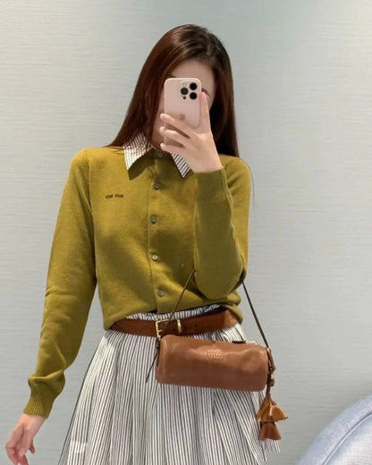 25 Detachable shirt collar design cashmere cardigan