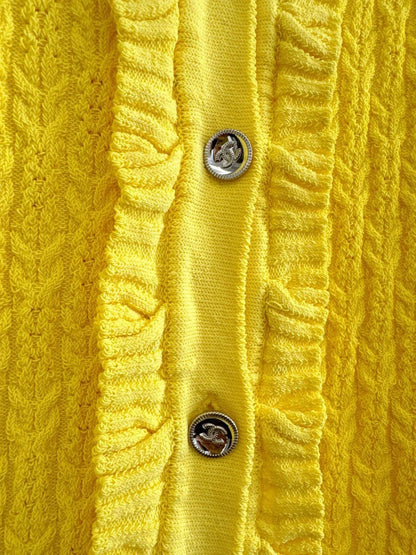 25Ss Early Spring New Pleated Lace Knitted Cardigan