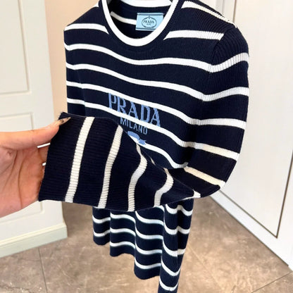 25 Summer new striped knitted short sleeves