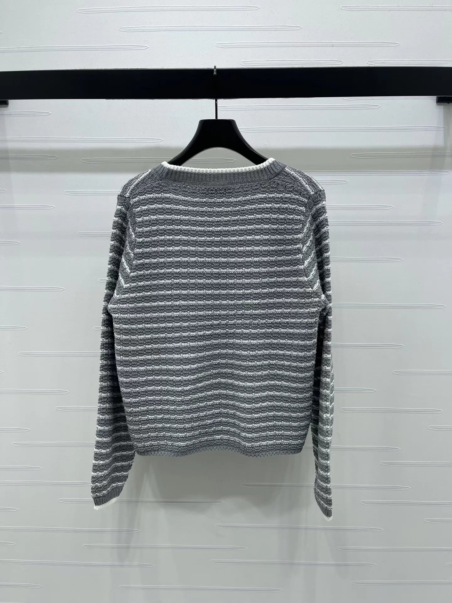 V-neck knitted striped cardigan