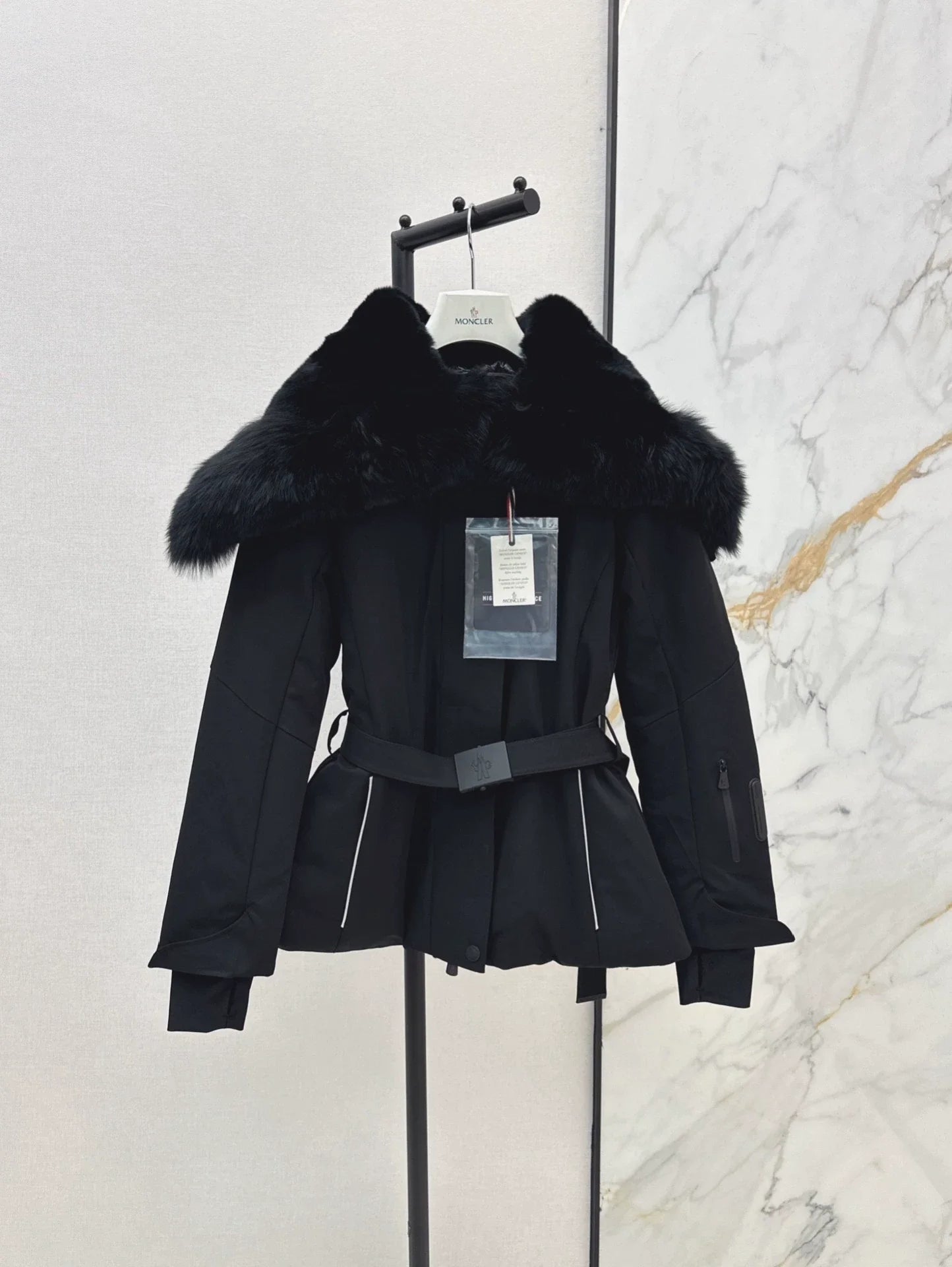 25fw Waist up big fur collar down ski jacket