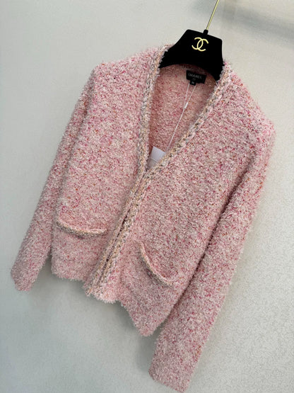 Pink coarse woolen coat