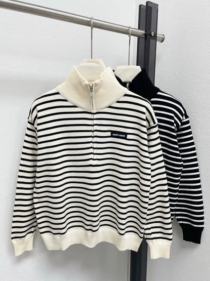 25fw Striped Half Zipper POLO