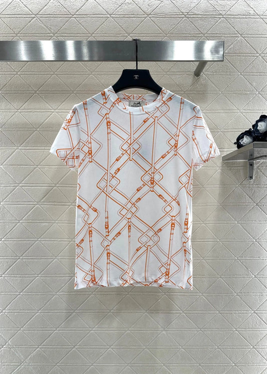 25fw Chain buckle printed T-shirt）