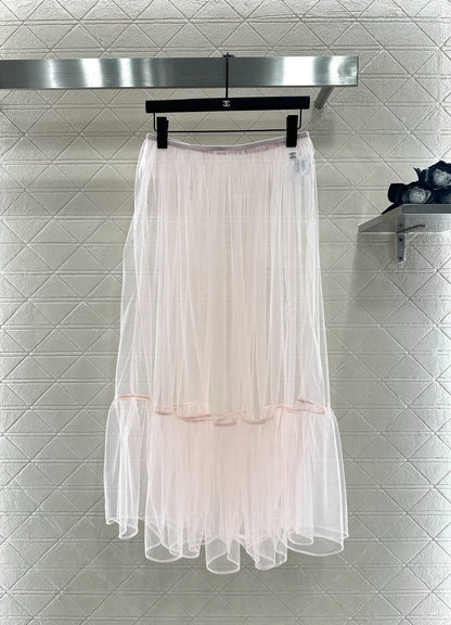 25fw new high waist transparent cake tulle skirt