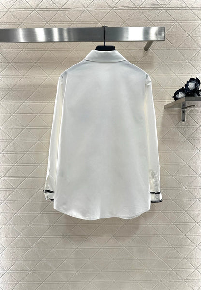 25fw Printed silk scarf shirt