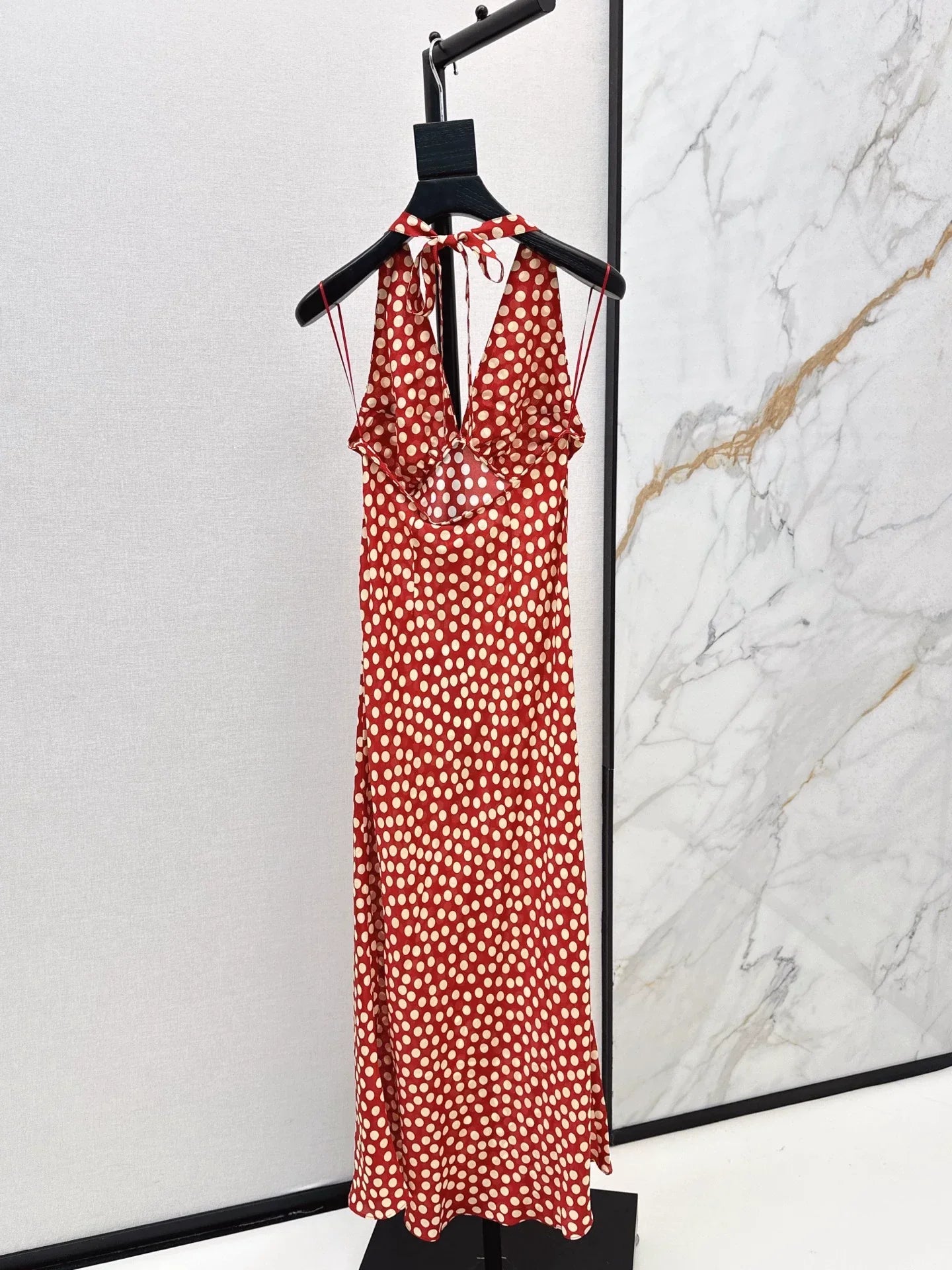 25fw Red polka dot dress