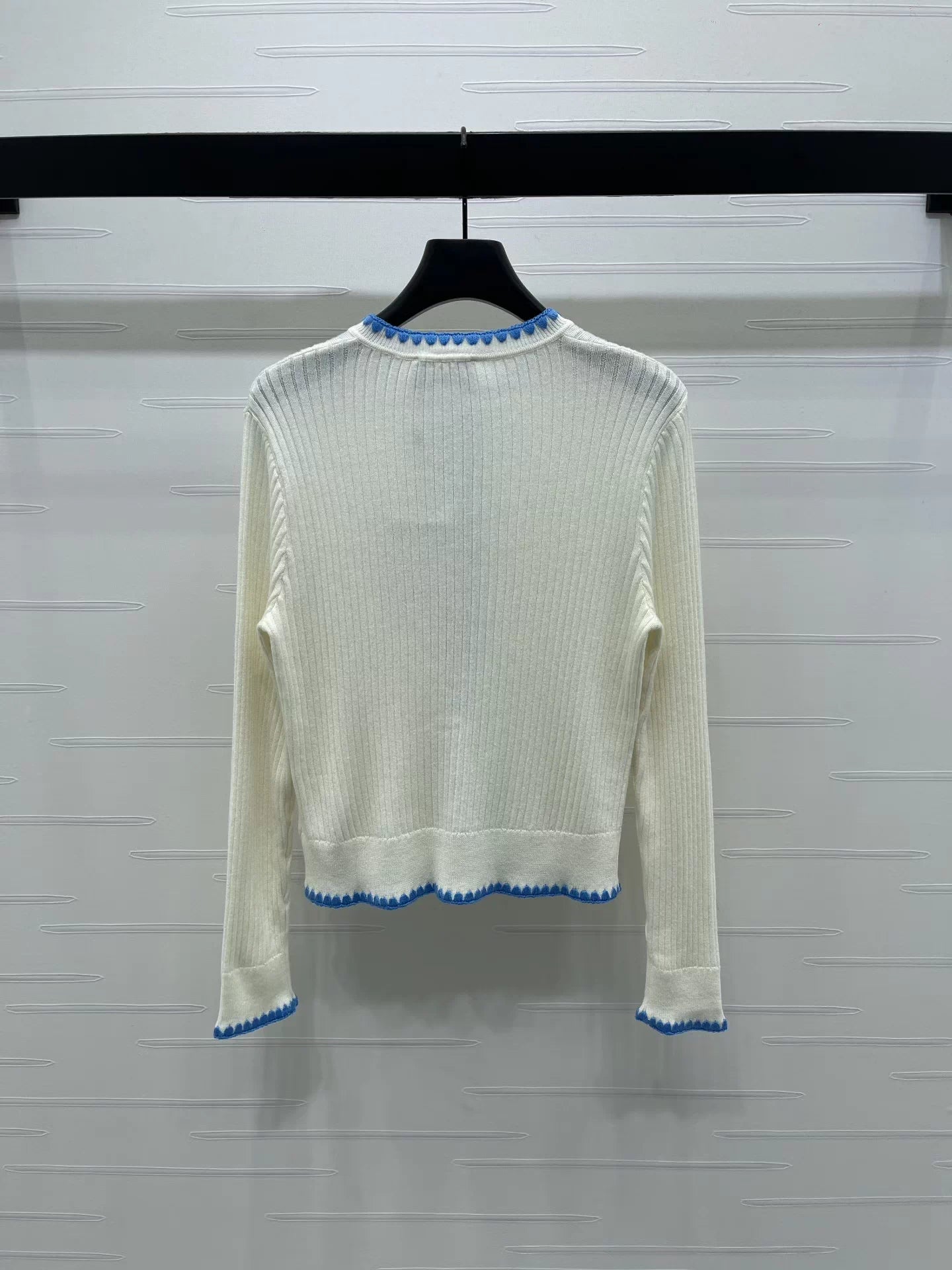 25fw Color blocking hook edge round neck jacket